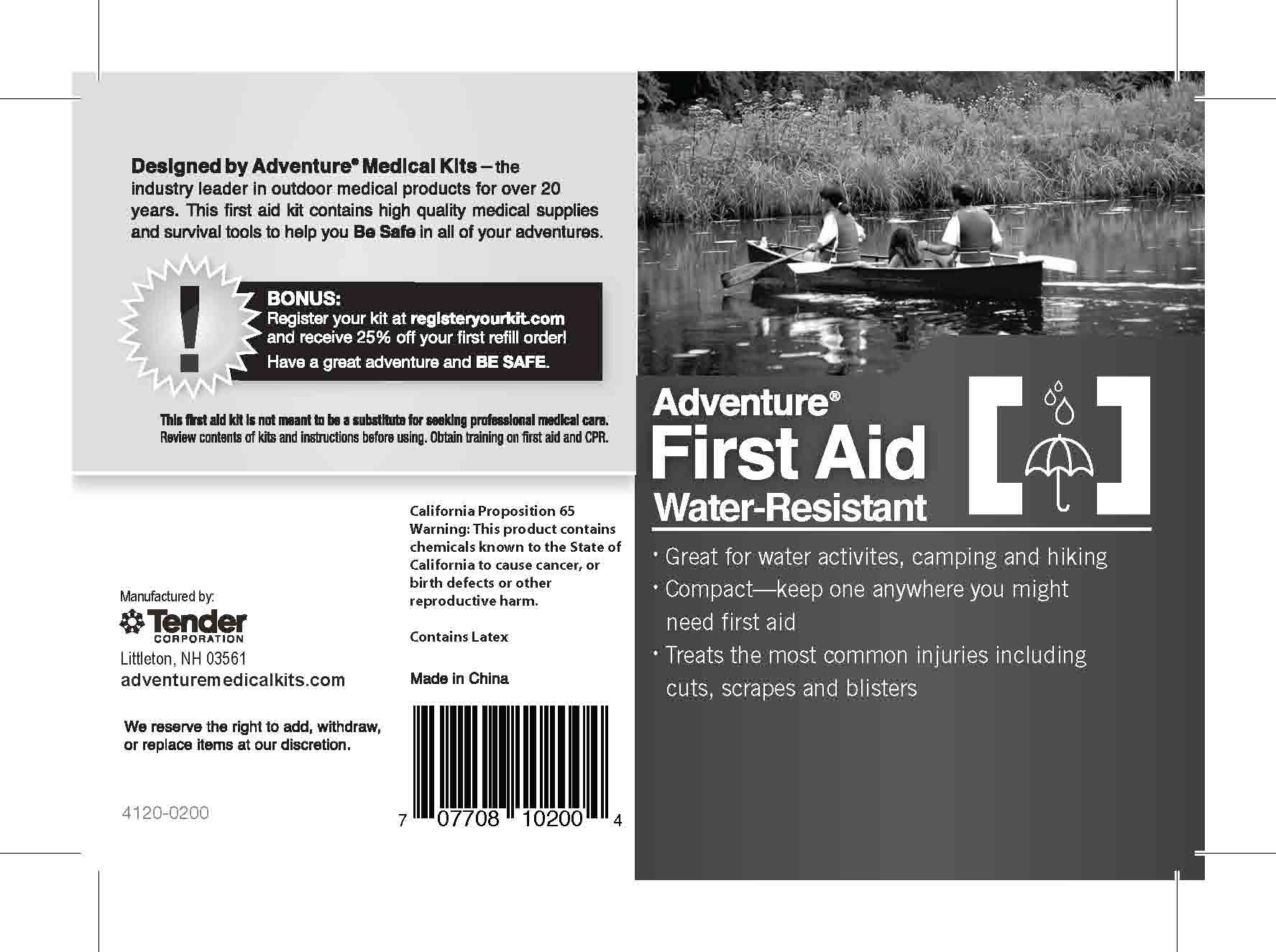 ADVENTURE FIRST AID .5 TIN (BENZOCAINE, ALCOHOL, BENZALKONIUM CHLORIDE) KIT [TENDER CORPORATION]